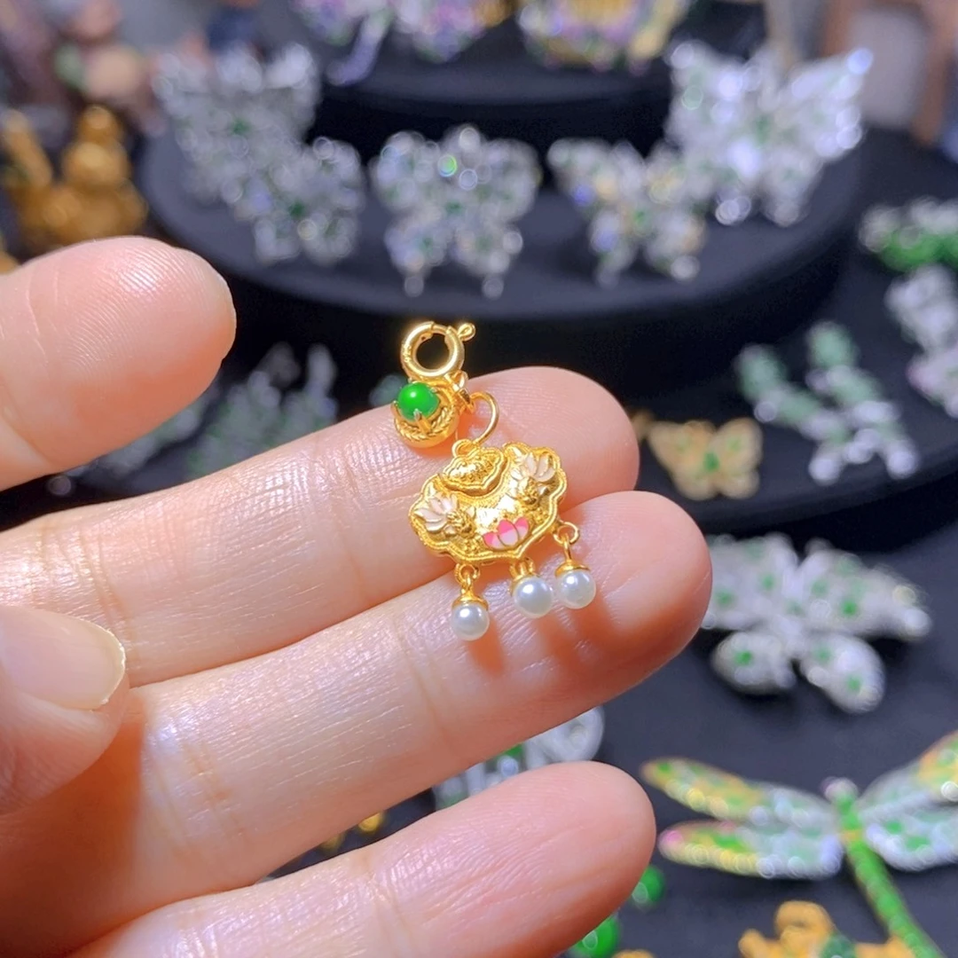 翡翠银S925镶嵌颈饰天然翡翠