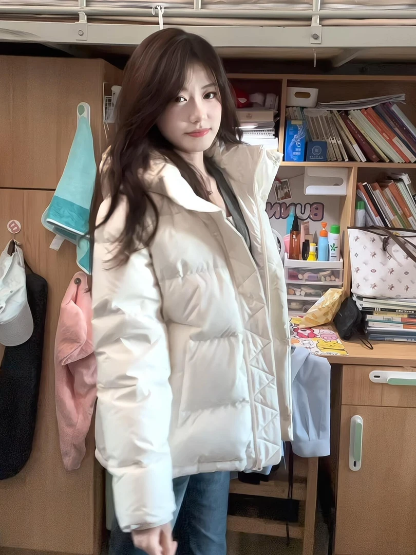 高级感收腰显瘦棉服女2025冬季新款设计感泡芙连帽棉服加厚外套潮