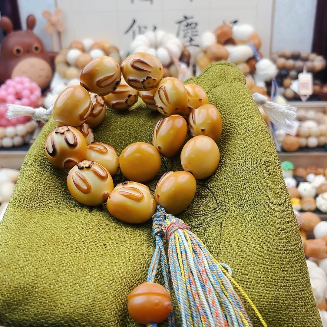 菩提根/象牙果手串木**玉木子/翠花兔手持diy