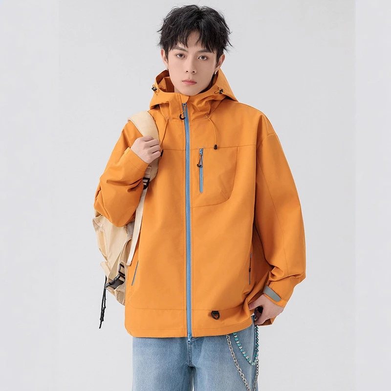 山系户外防水徒步机能冲锋衣男美式高街登山运动连帽工装夹克外套