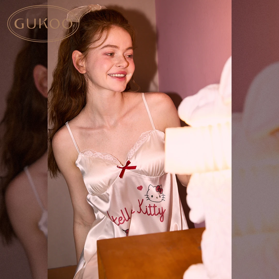 【Gukoo果壳】HelloKitty中长款薄款连衣裙夏季家居服睡裙睡袍睡衣