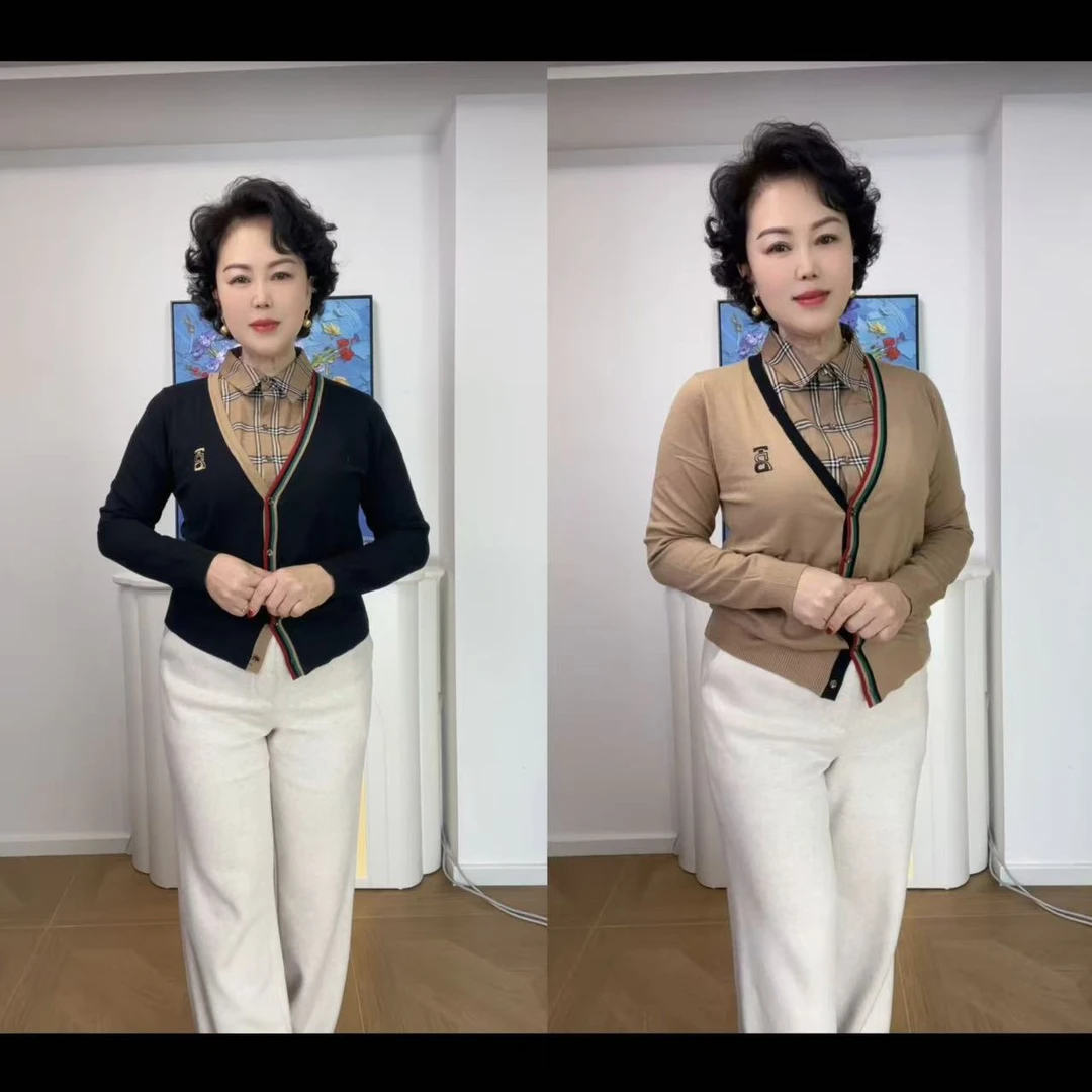 绿条纹2025早春假两件格子领