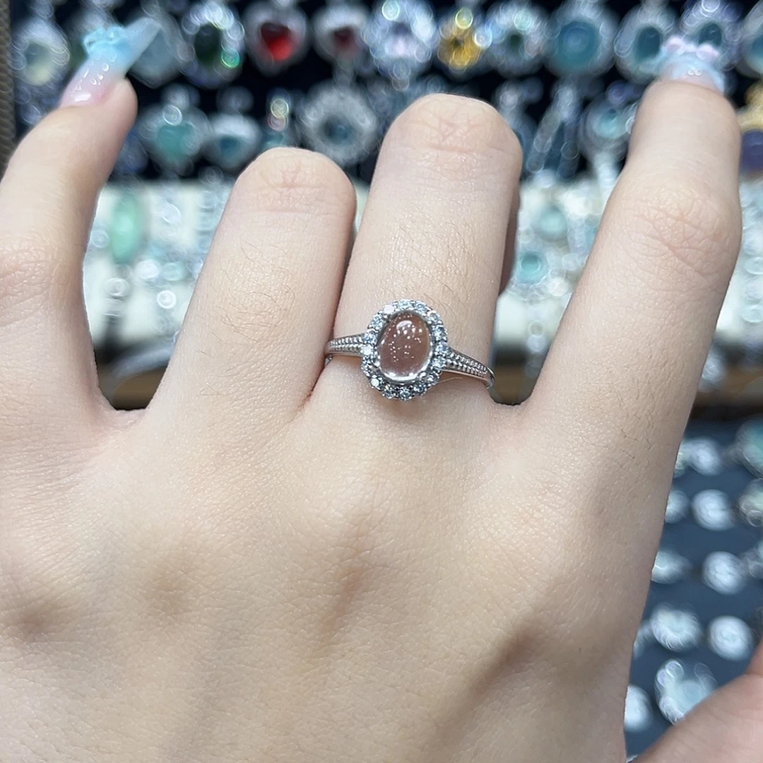 戒指银S925镶嵌水晶白