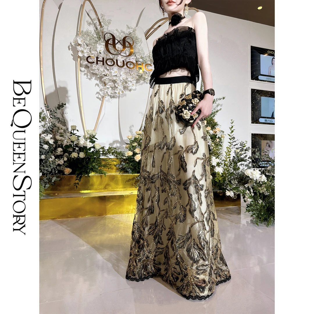 BeQueenStory【鎏金歲月】轻奢重工优雅气质半身裙女新款夏季