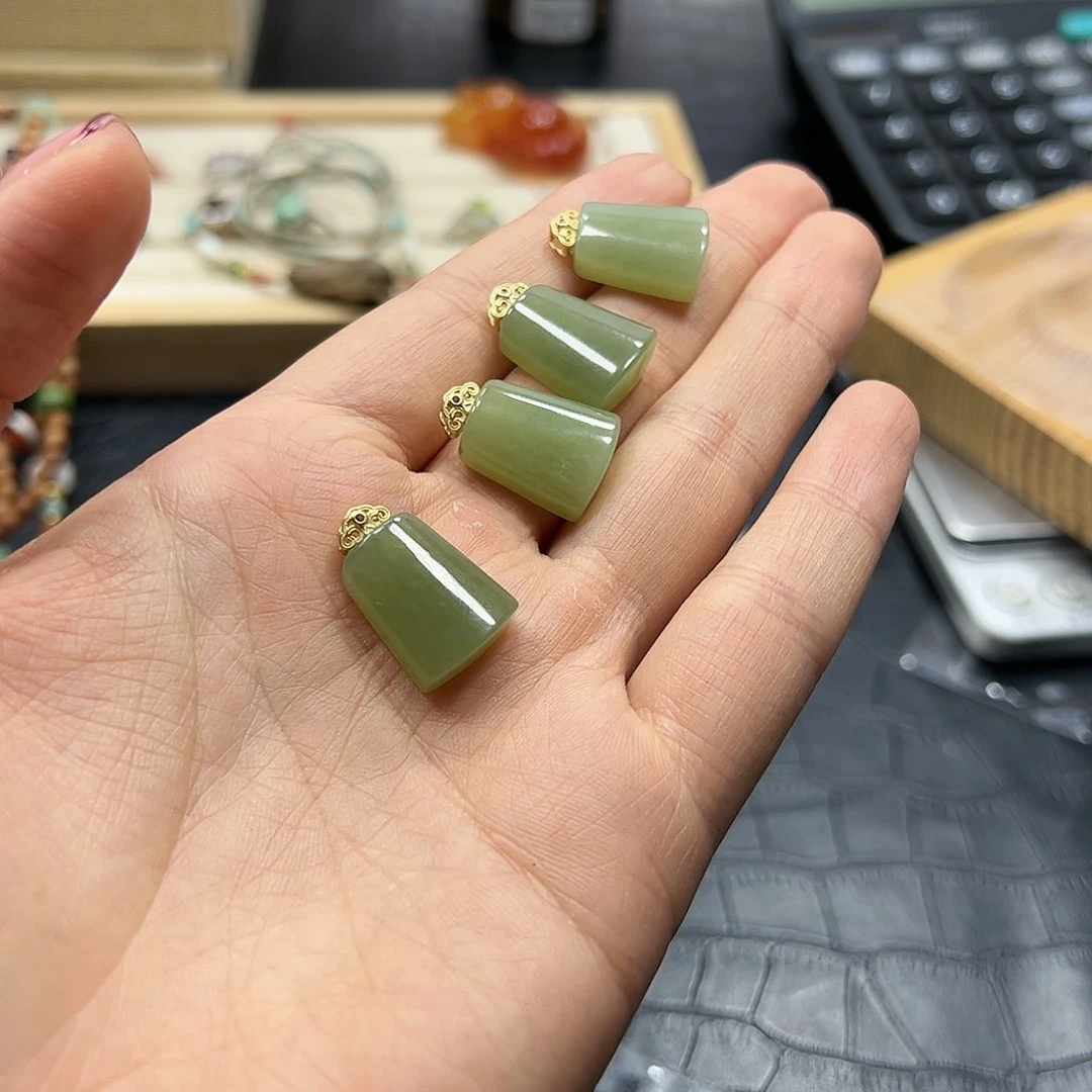 烟晶手链银S925镶嵌和田玉无事牌