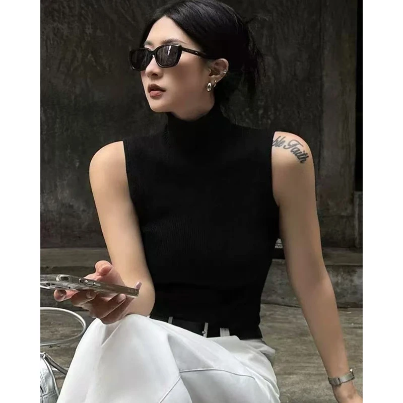 夏季短袖女显瘦网红上衣针织黑色T恤纯色百搭打底衫洋气宽松半袖