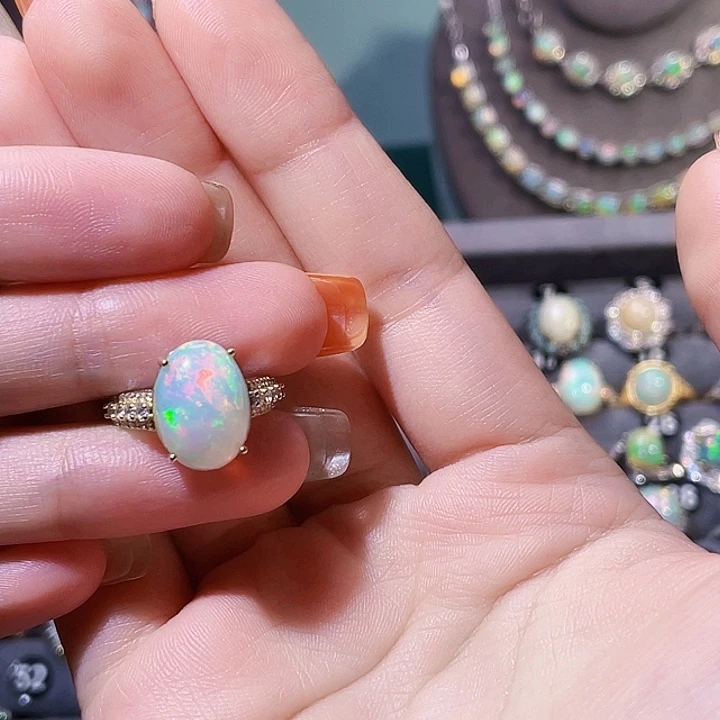 银S925镶嵌欧泊戒指）慧**搭