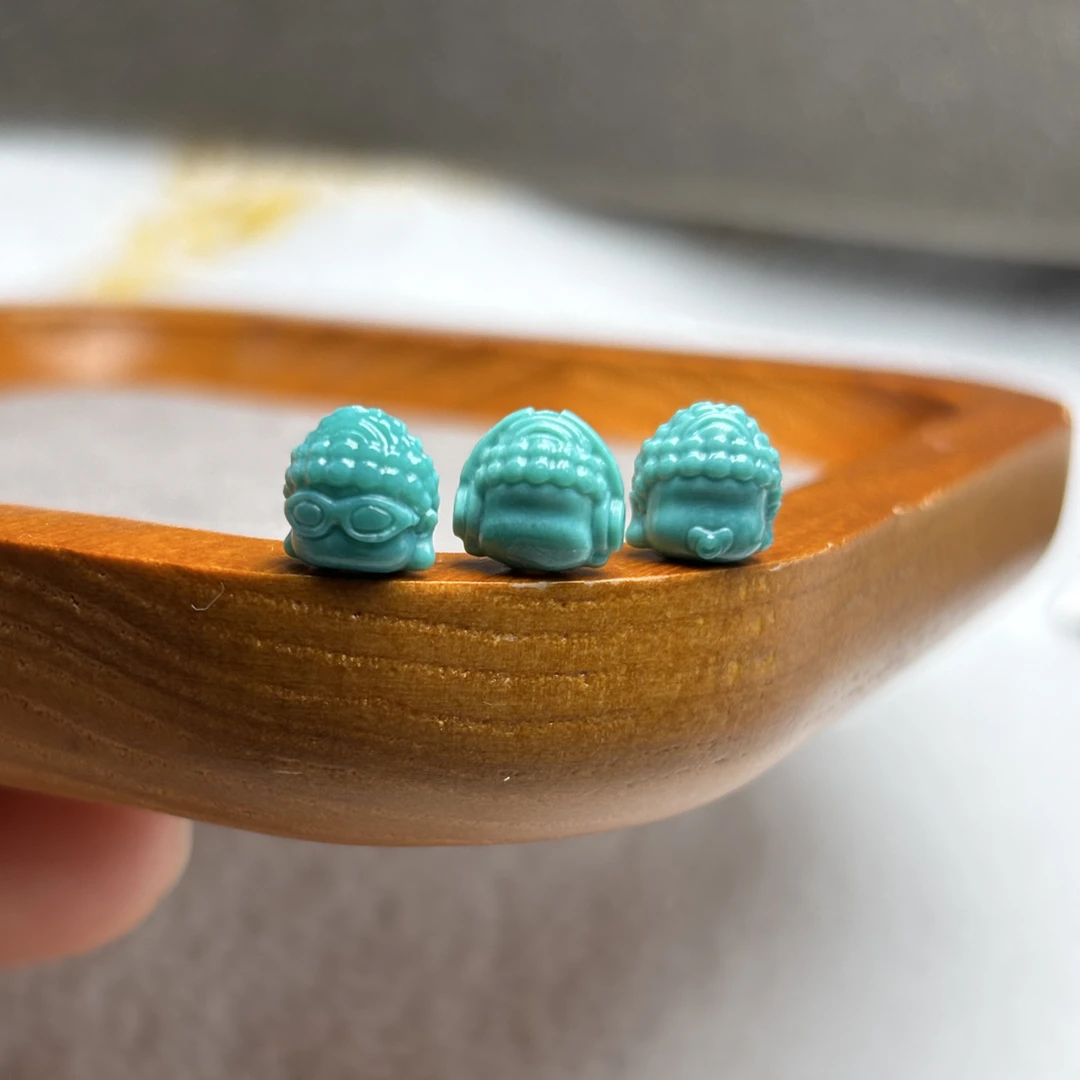 原矿绿松石高瓷玉化料精雕三不佛