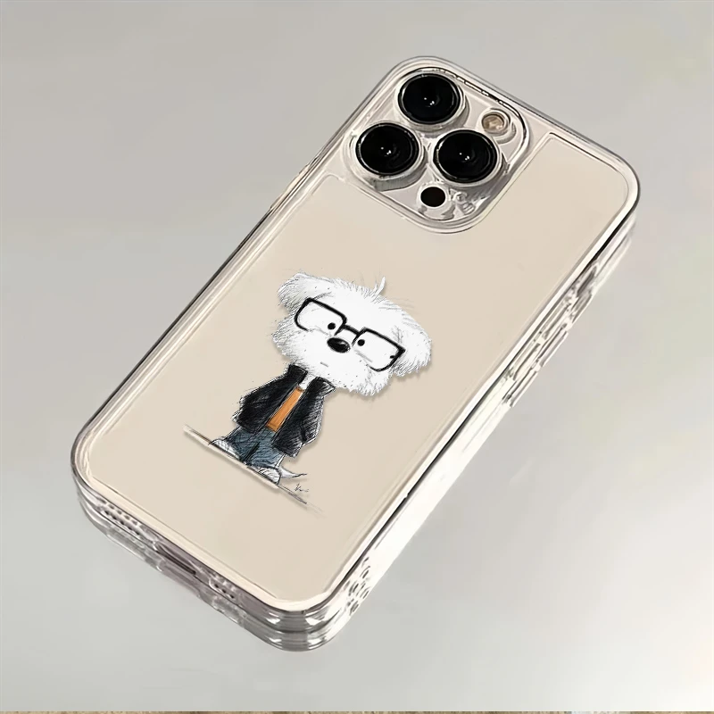 卡通眼镜小狗适用苹果16promax手机壳iPhone15透明13华为防摔