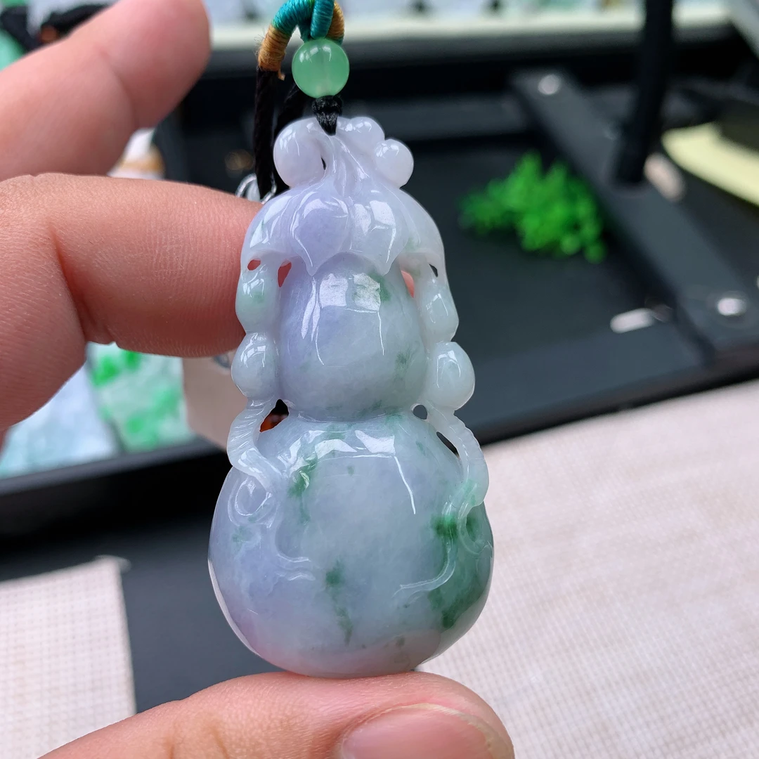 天然A货翡翠葫芦吊坠挂件59.8-30-12.4