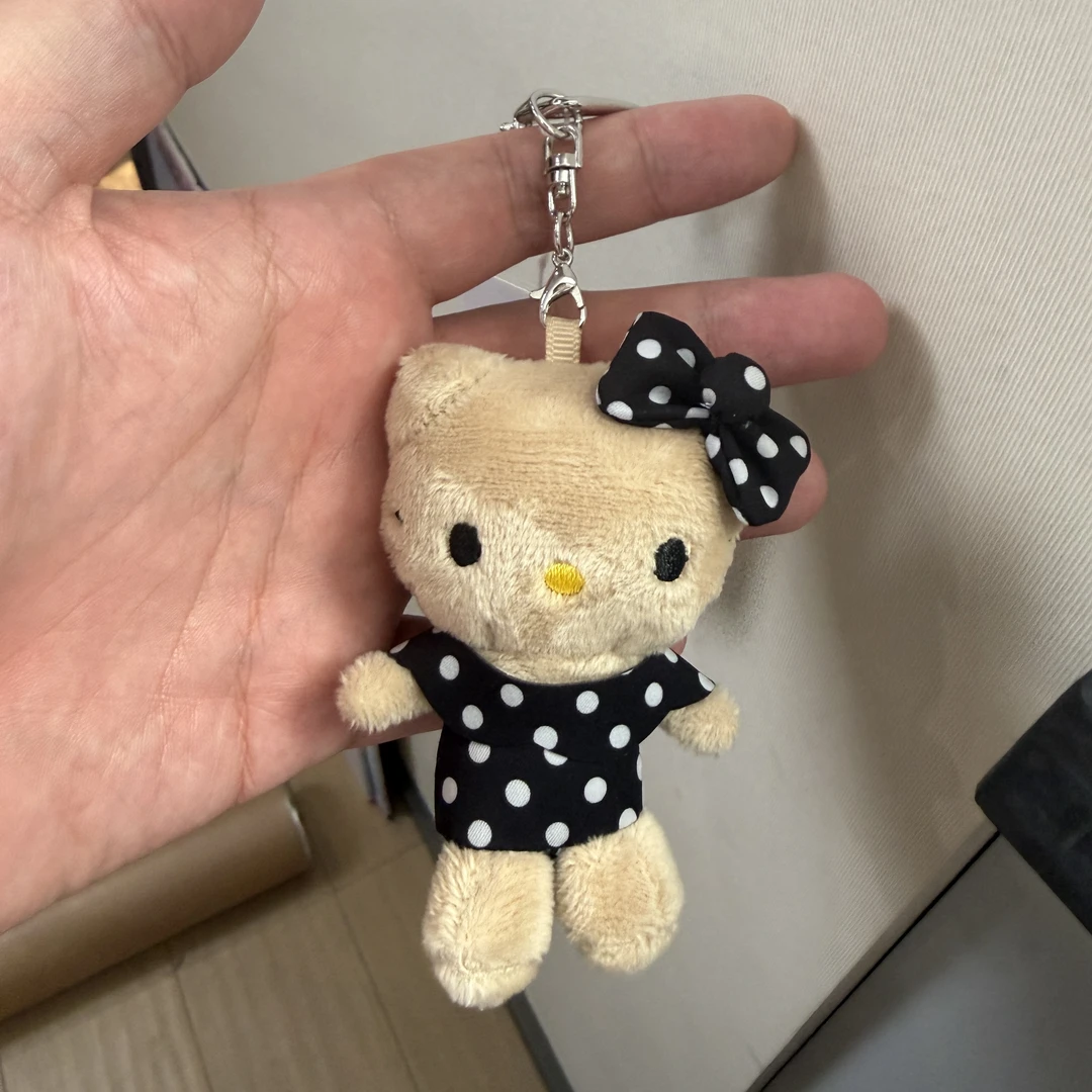 【大阪限定】Hello Kitty ME%联名 黑皮黑波点 Kitty钥匙扣玩偶
