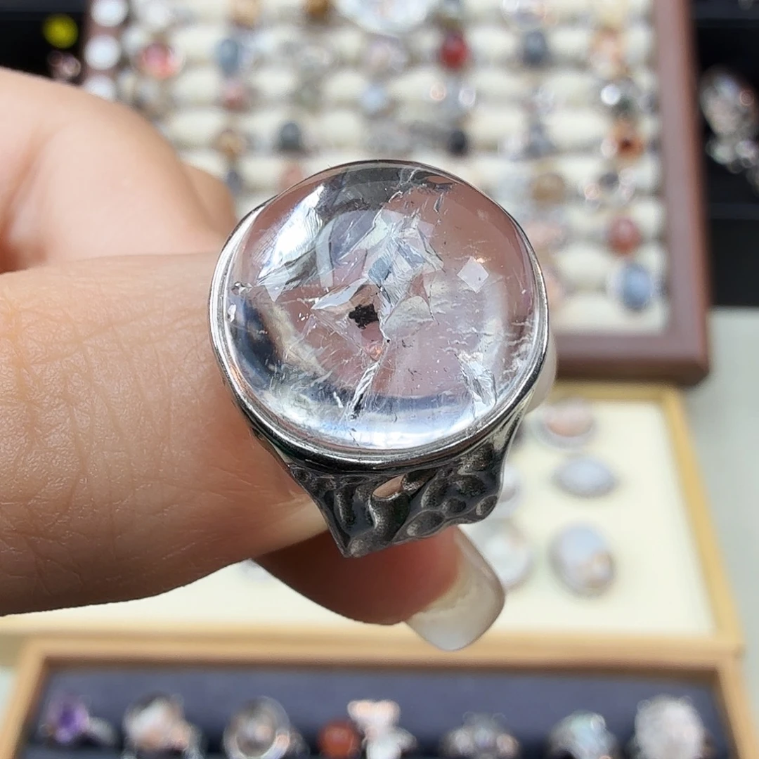 水晶戒指银S925镶嵌