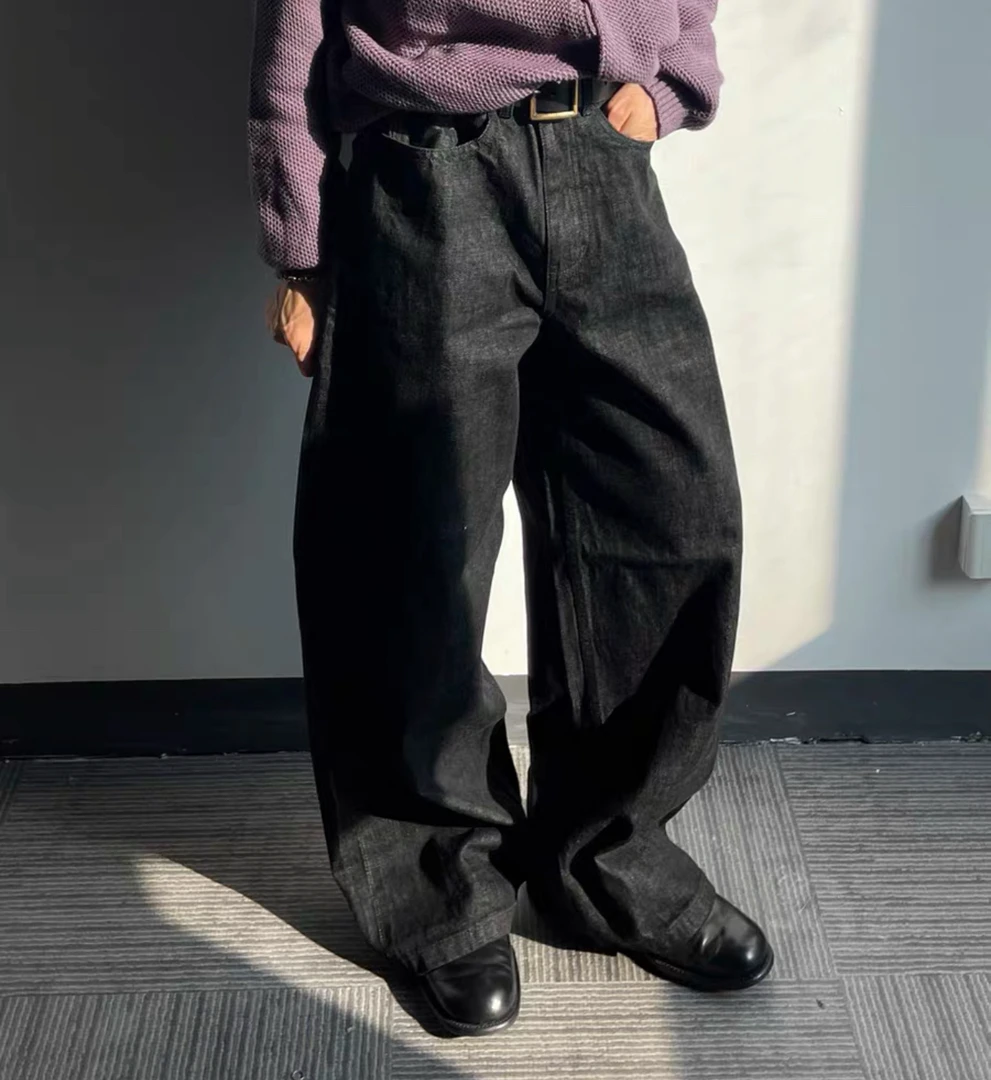 D44#某宝3张！微瑕咔标介意不拍！14.5oz赤耳原牛A字牛仔裤廓形款