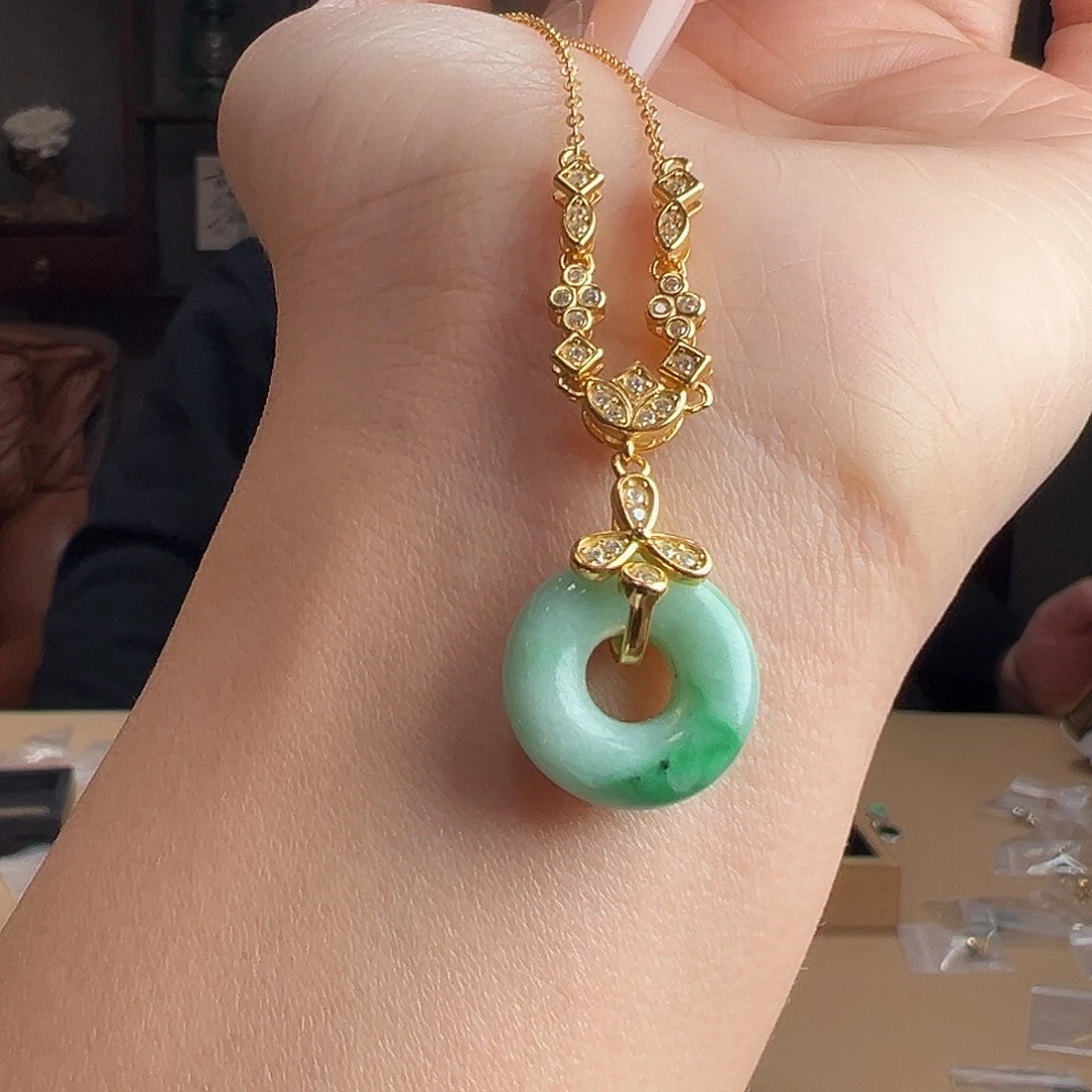 翡翠银S925镶嵌套链吊坠53