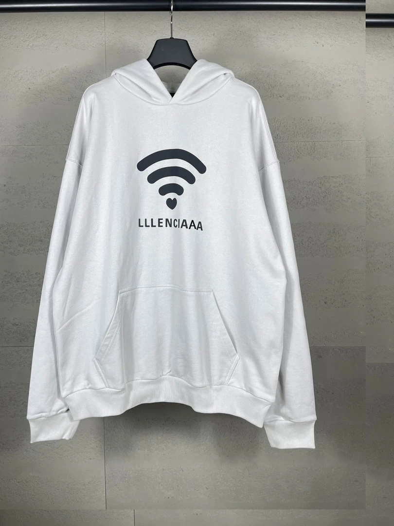 4【巴家】经典WIFI信号纯棉高品质连帽卫衣套头衫运动情侣宽松帽衫