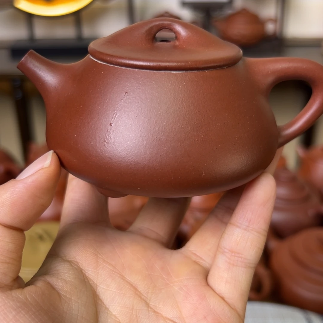紫砂茶壶紫砂壶景州石瓢红皮龙150cc
