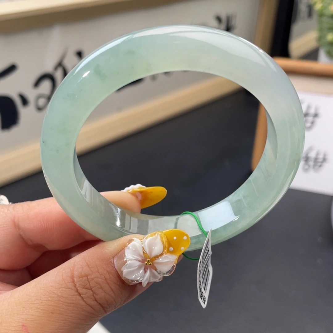 翡翠未镶嵌手镯【小万强推】冰飘花正圈手镯