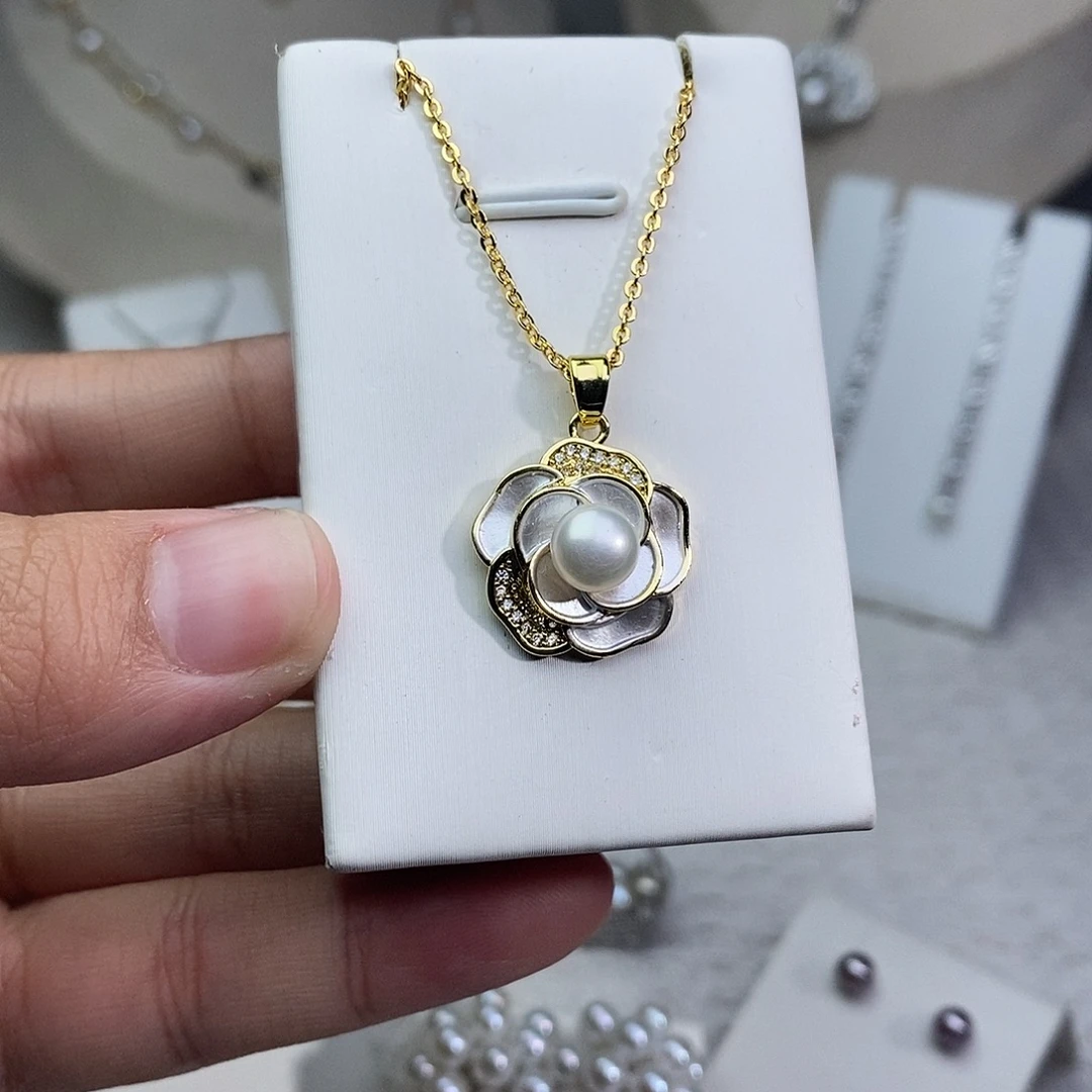 耳饰银S925镶嵌淡水珍珠