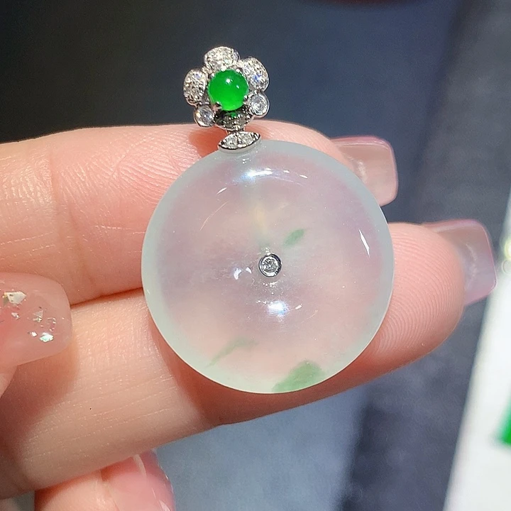 翡翠18K金镶嵌吊坠(不含链)