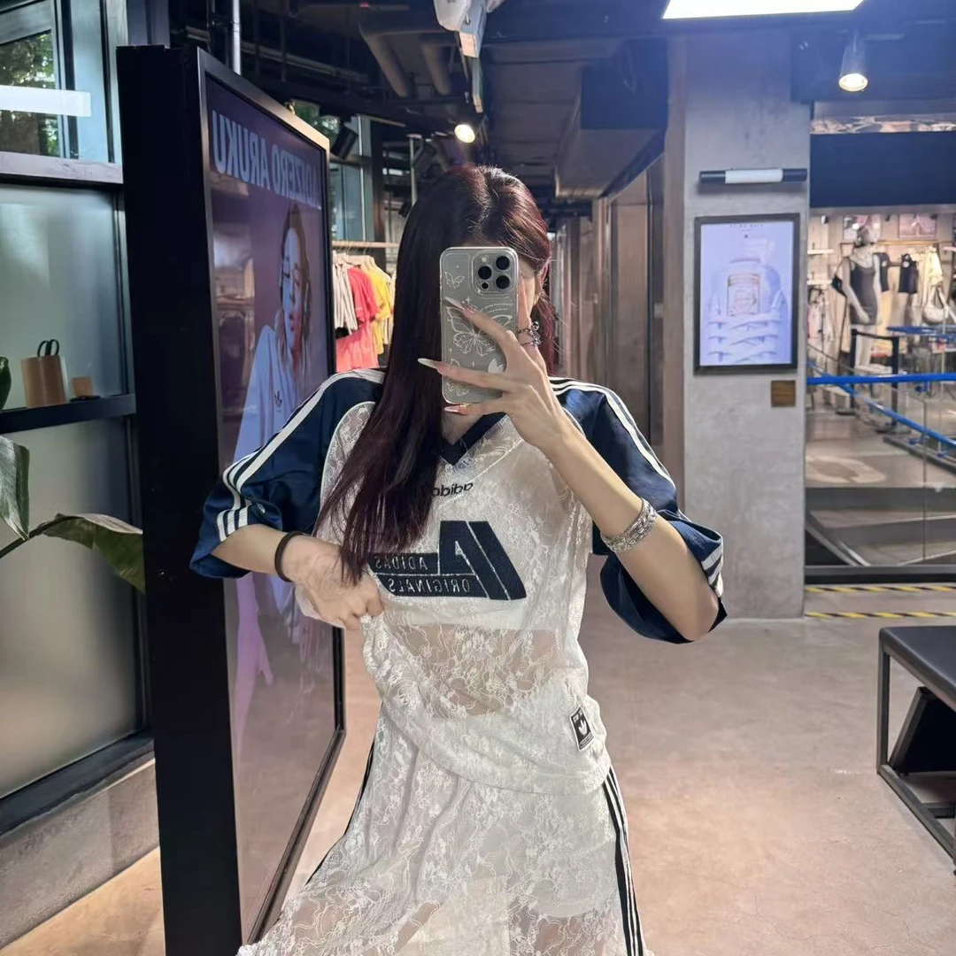 adidas阿迪达斯LACE SKIRT经典运动蕾丝足球风短袖KD2276 KD2275