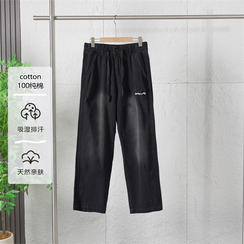 春秋季男士100纯棉黑色百搭休闲牛仔裤直筒简约长裤ZJ177/ZJ178