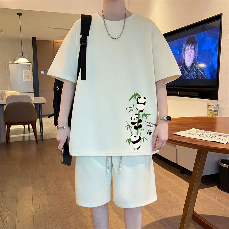 男生酷帅穿搭一整夏季冰丝套装青少年运动服韩版初中学生短袖夏装