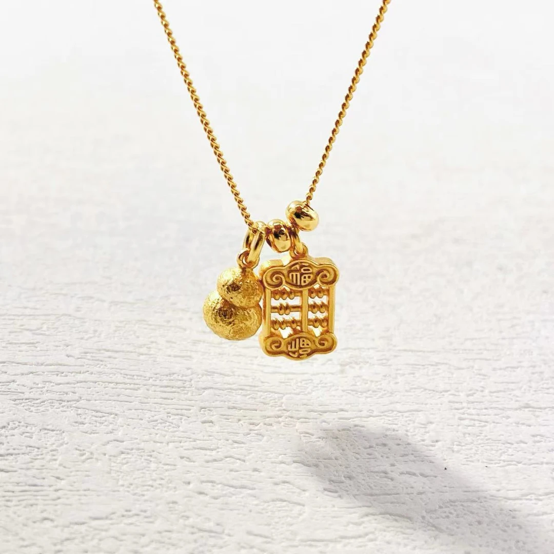 坠链均925银 木木（BO375） 45厘米 古法磨砂算盘葫芦福禄项链