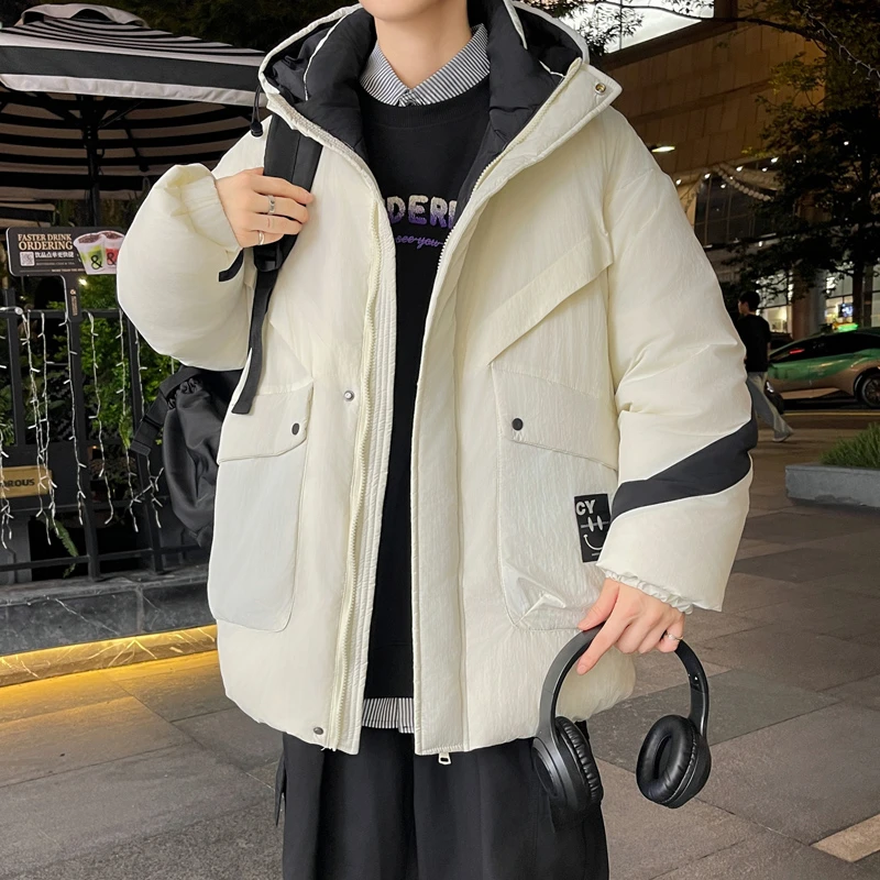 连帽棉衣男士港风加厚保暖男孩青少年学生防寒棉服2025冬季新款