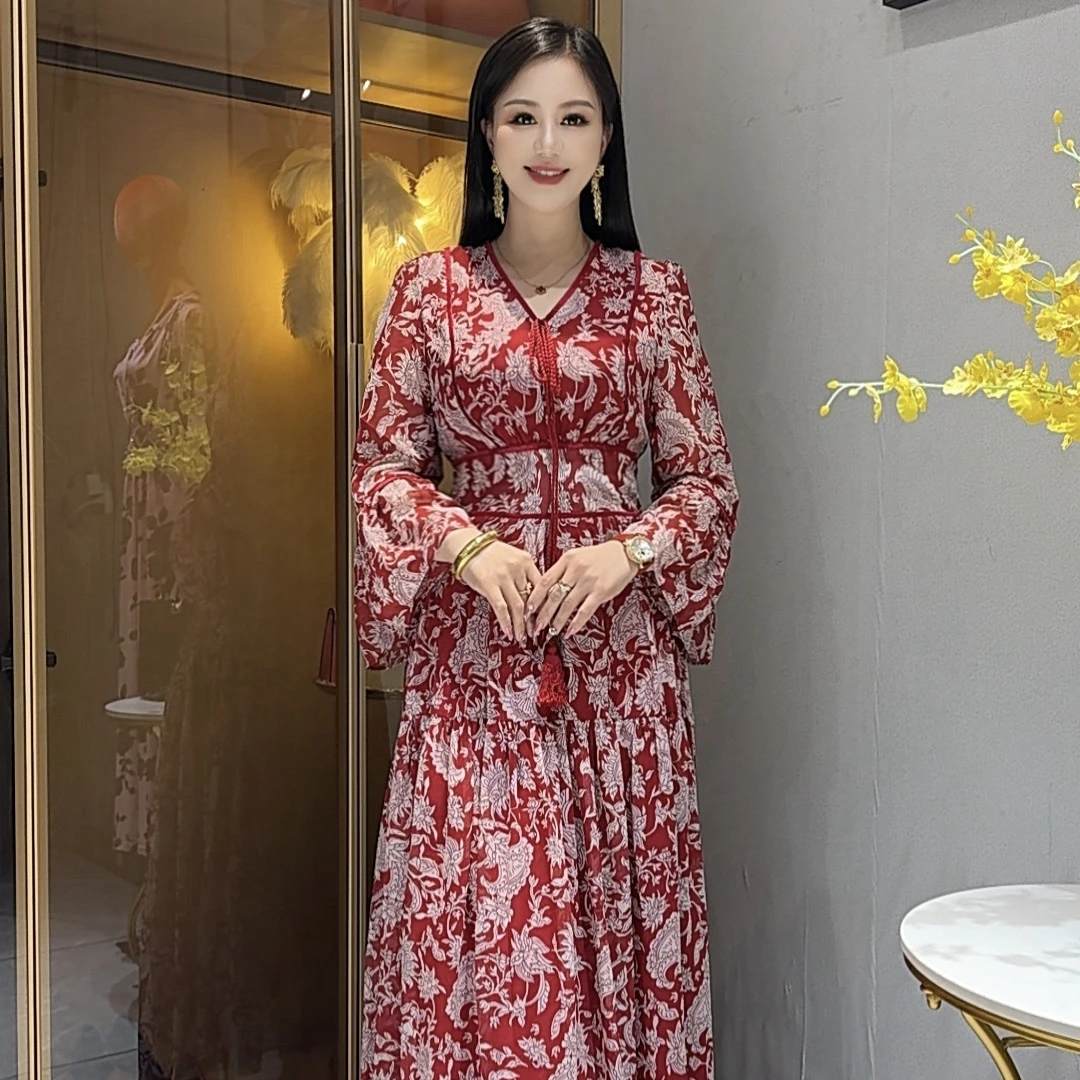 25夏季新款施施高级碎花时尚优雅气质连衣裙6157