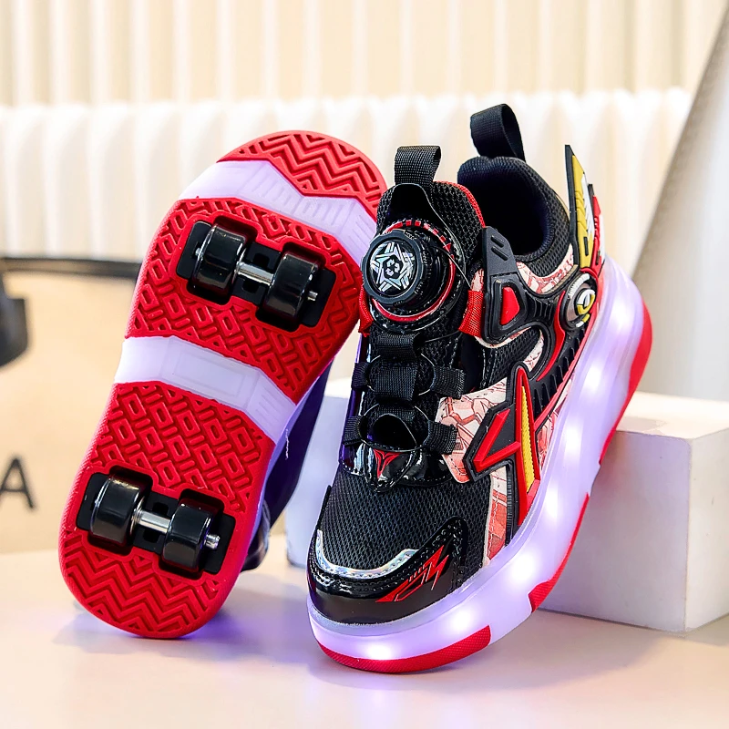 充电暴走鞋男童新款发光秋季儿童四轮轮滑鞋滑轮童鞋溜冰鞋闪灯鞋