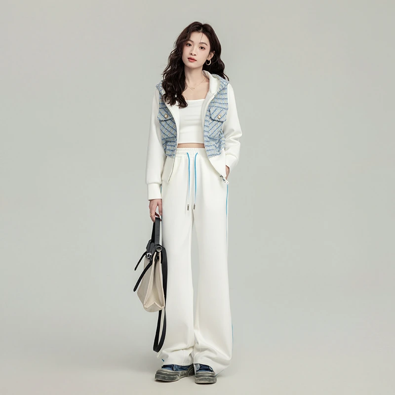 高级感时尚休闲洋气套装女春秋新款减龄显瘦假两件轻奢连帽两件套