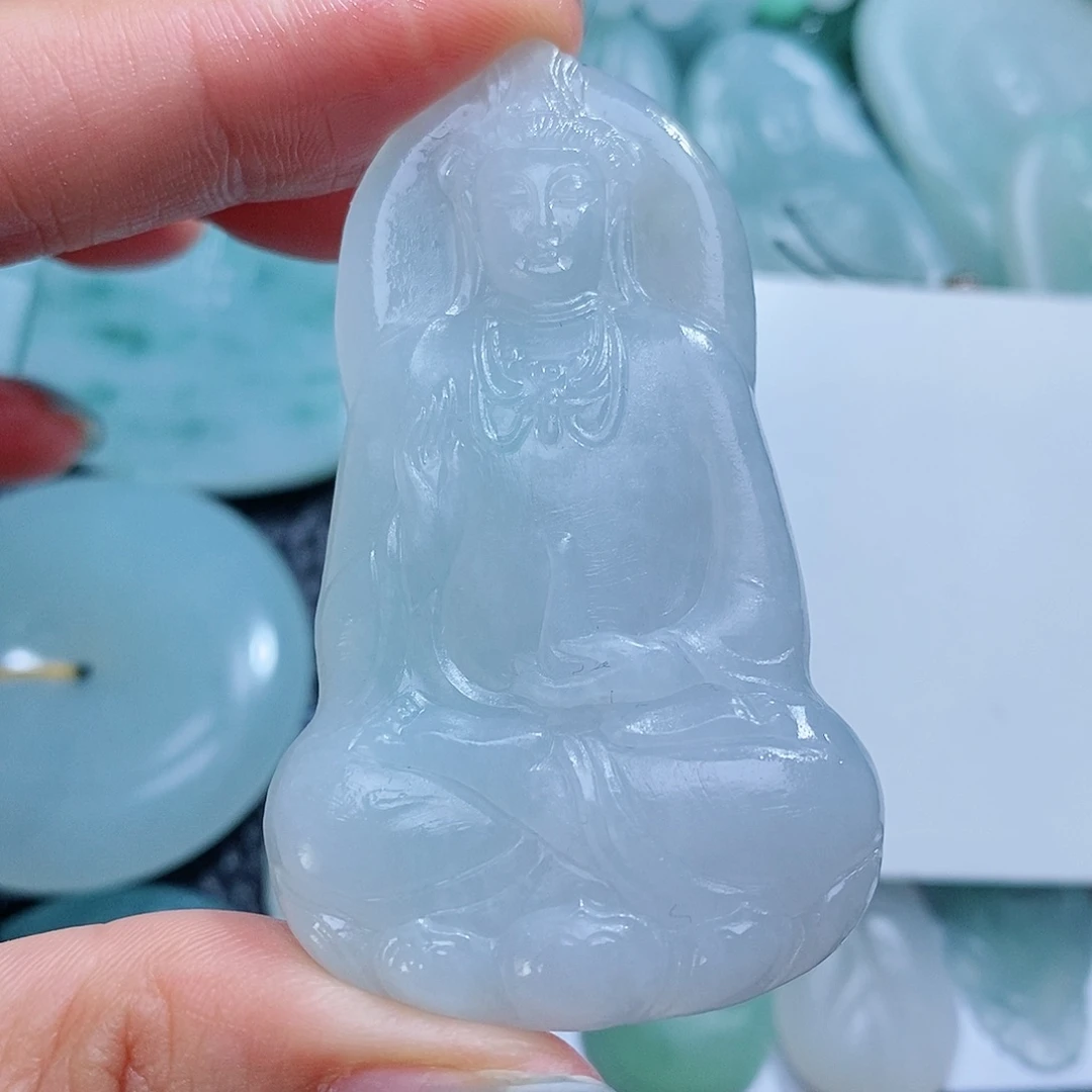 定制翡翠未镶嵌毛货付款后确认抛光