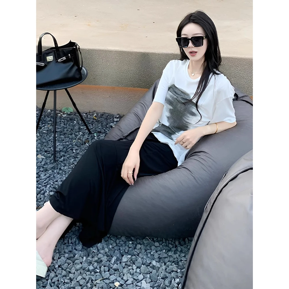 【雾面】时尚套装高端时尚设计气质款清凉短袖T恤高腰半身裙两件套