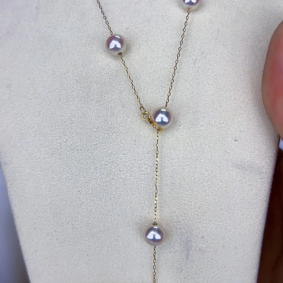 海水珍珠海水akoya设计款满天星6-7mm18K金镶嵌