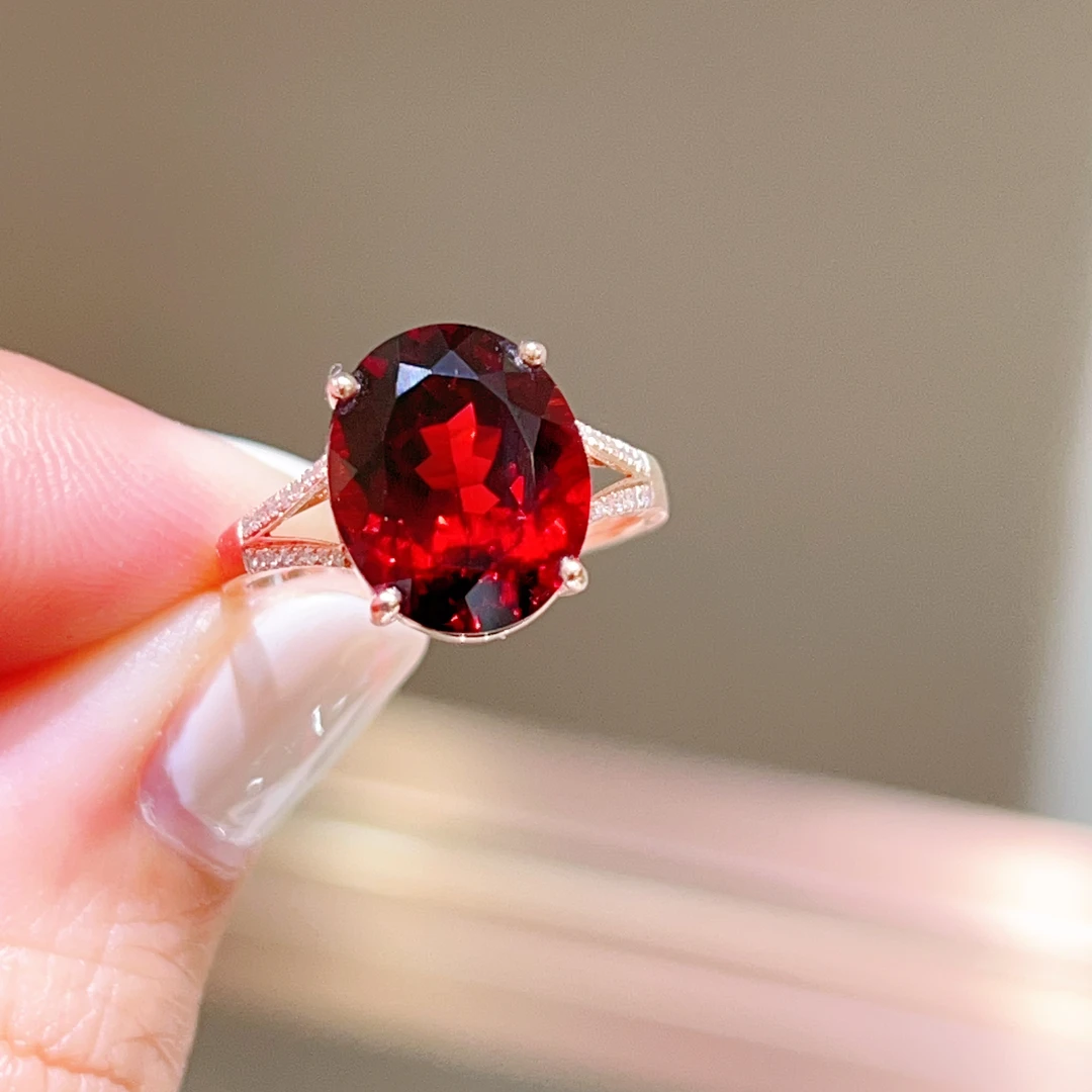 6.3ct 18k玫瑰金石榴石戒指 2530