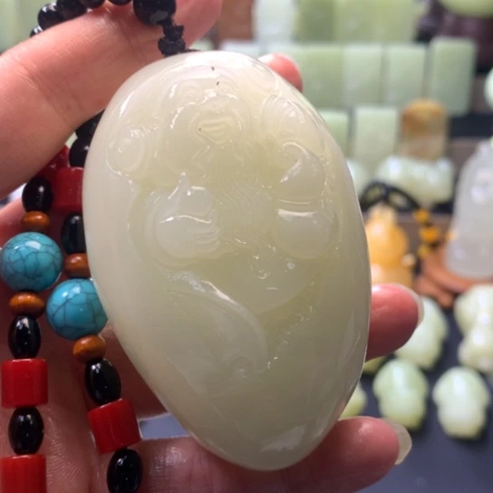 石材方解石手把件