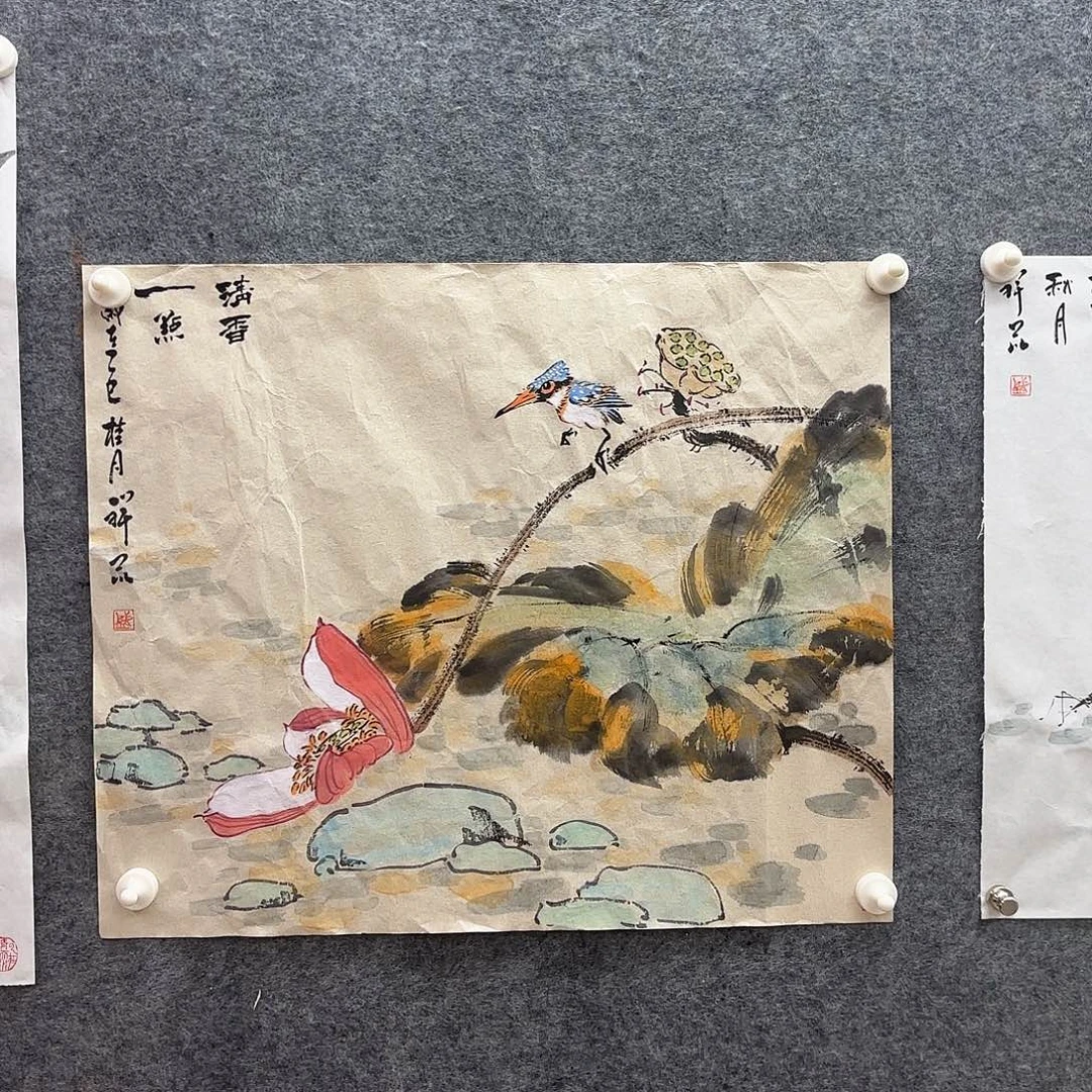 国画盛祥昆手绘荷花图