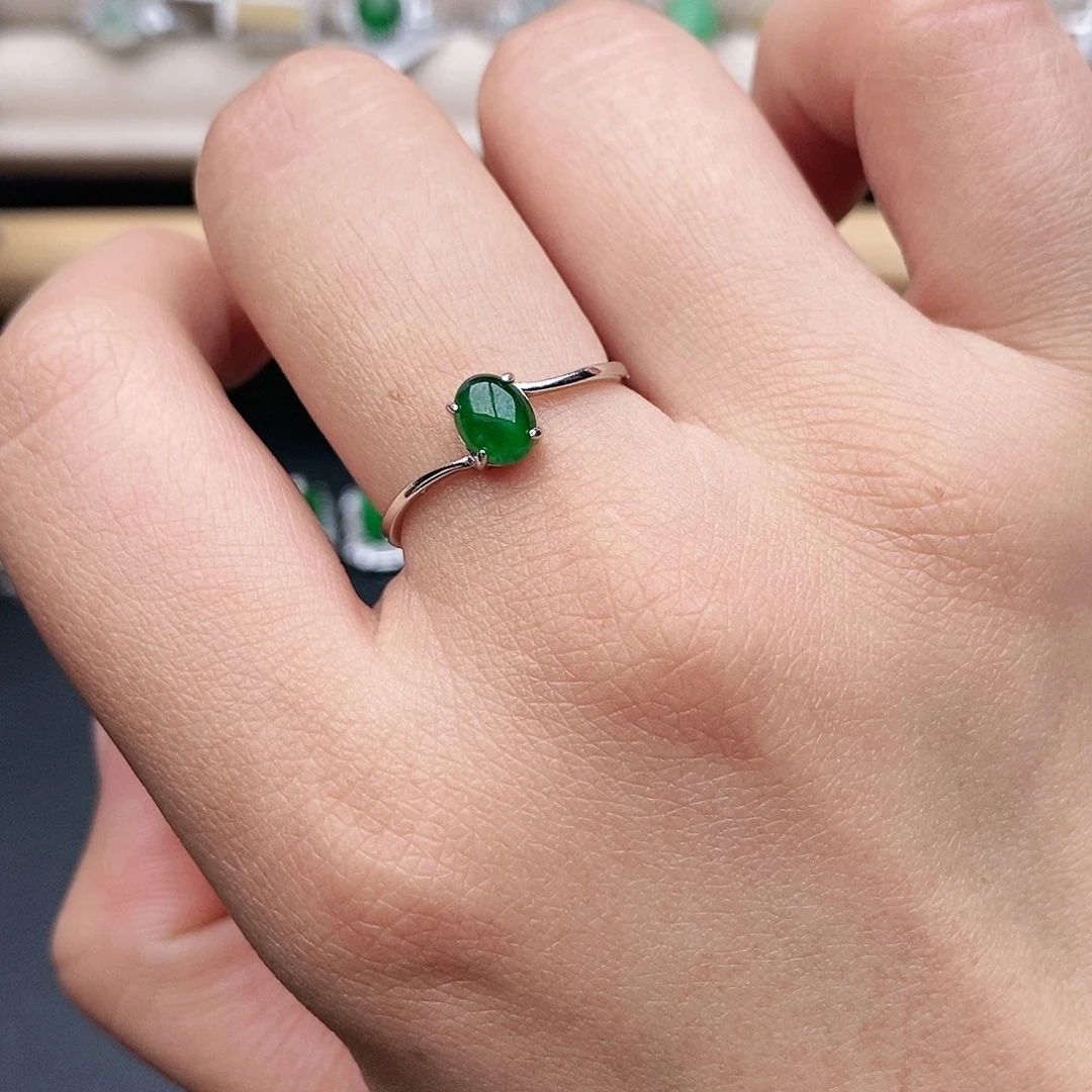 翡翠银S925镶嵌戒指