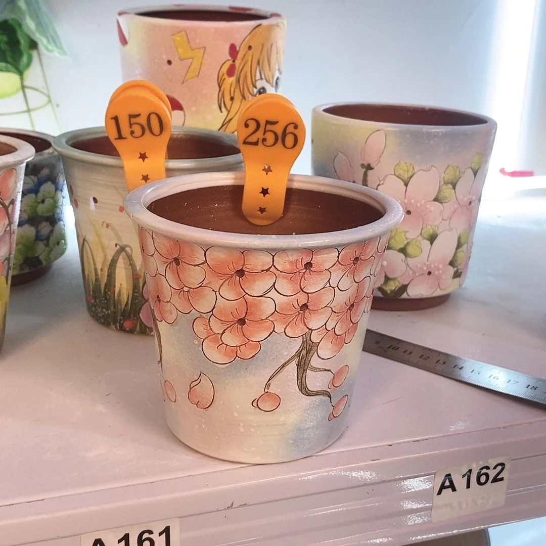 紫砂花盆红陶手绘花盆