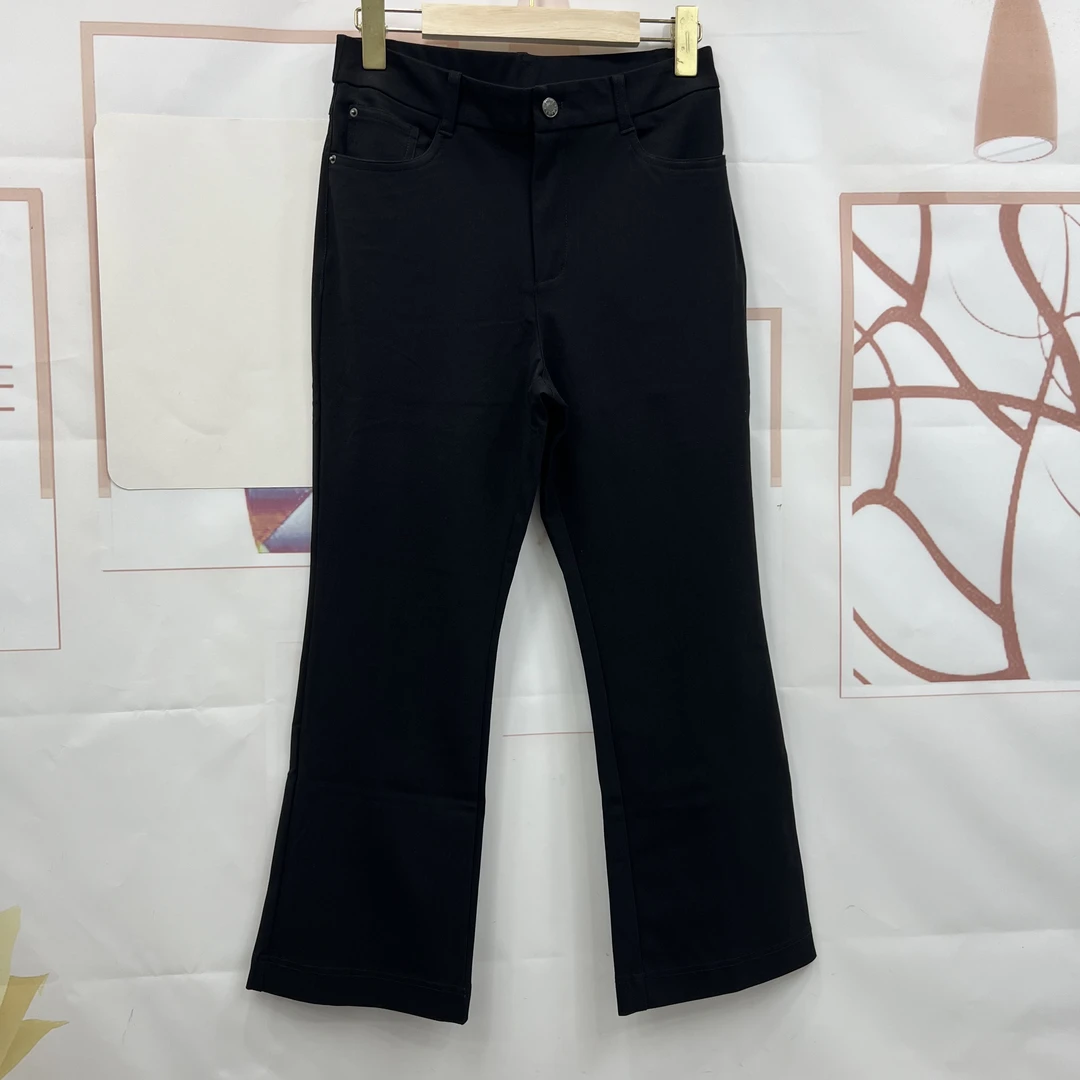 水木工芳 精致的慵懒风中高腰显瘦直筒九分喇叭小西裤女9068