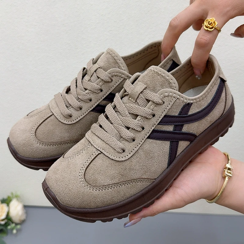 复古德训鞋秋季新款时尚平底阿甘鞋女防滑舒适运动鞋轻便透气单鞋