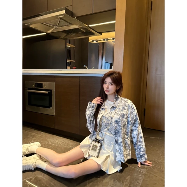 【Cikky定制】2025新款小香风牛仔外套➕内搭老花短袖➕同款半裙