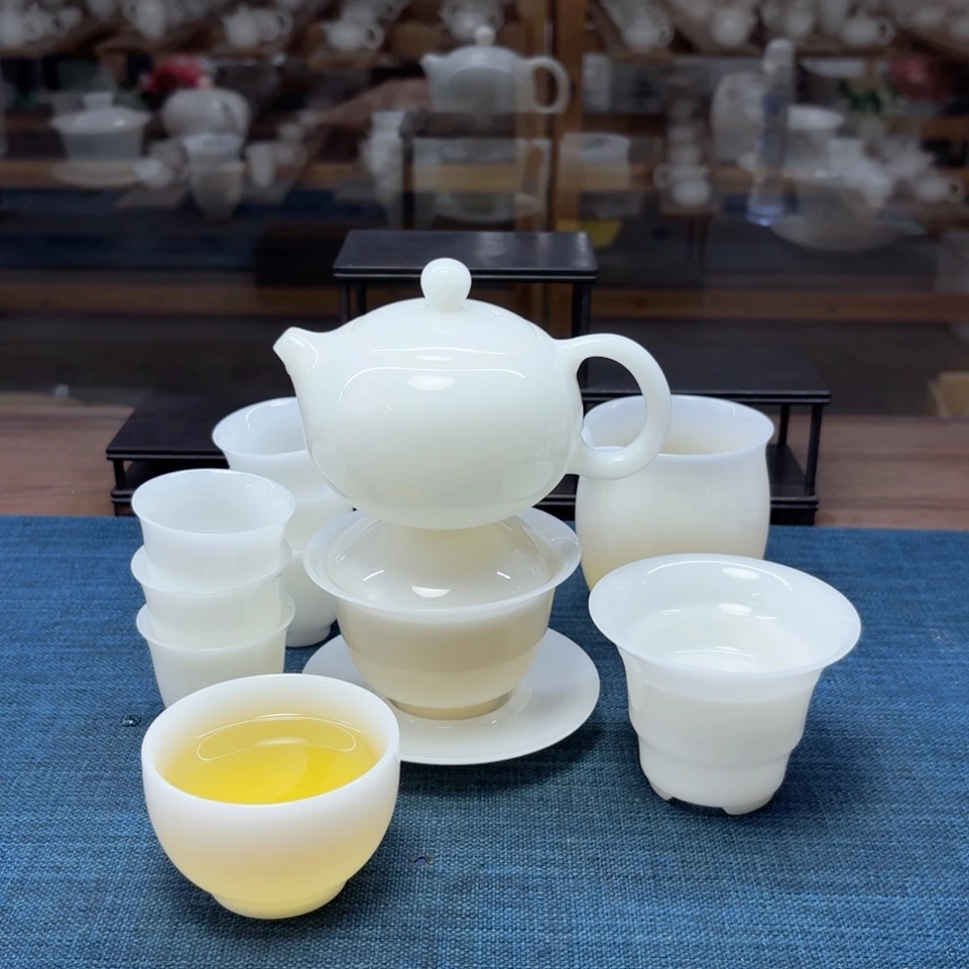 璞玉冰种玉瓷茶具