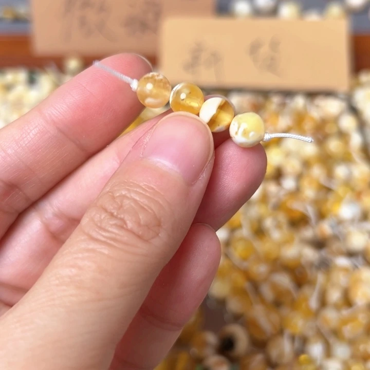 蜜蜡未镶嵌裸石6.9mm一组
