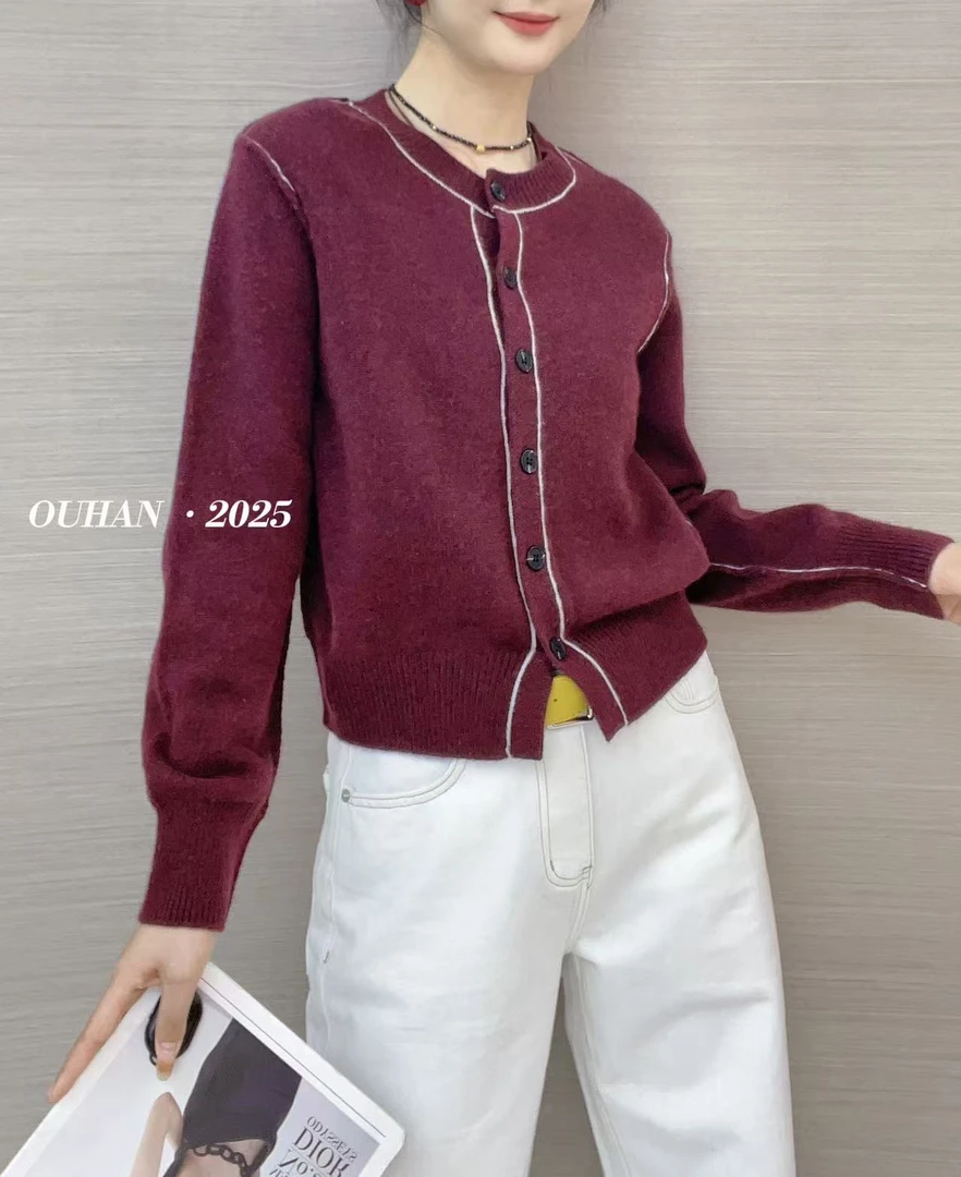 毛针织衫通勤常规长袖女装针织衫秋冬上衣时尚圆领短款