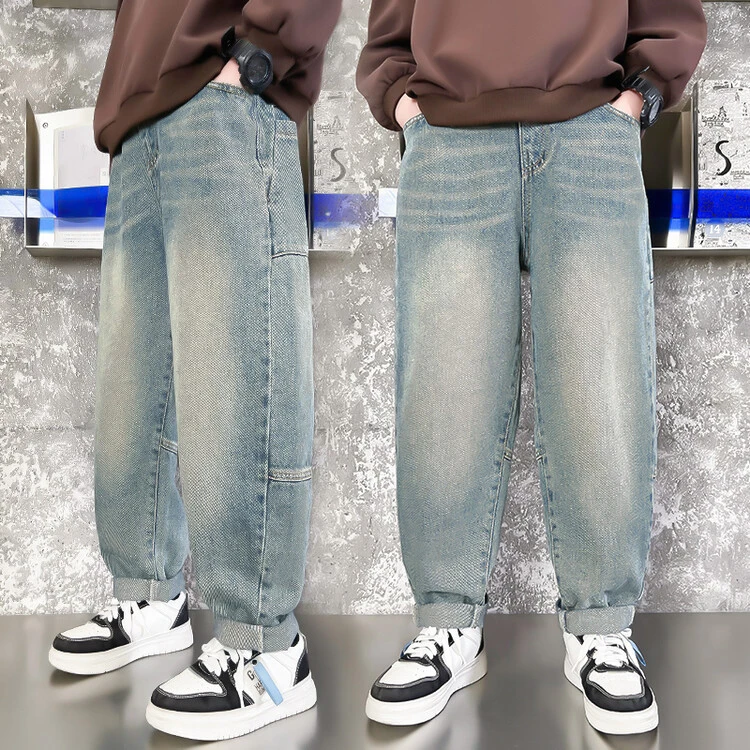 牛仔裤长裤男孩春秋季裤子童装阔腿薄款男童百搭宽松中大童休闲裤