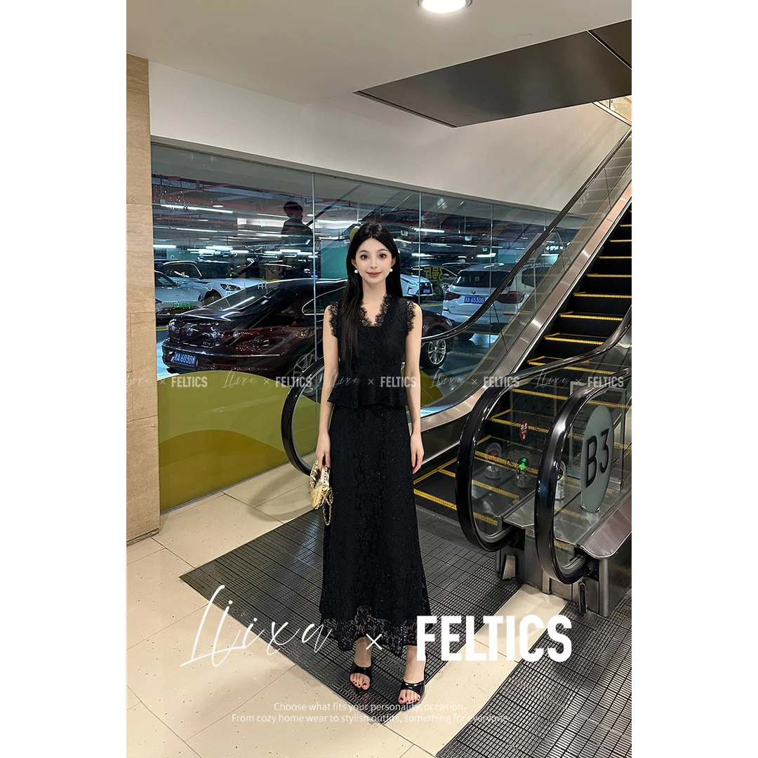 RW法式蕾丝套装女2025新款收腰显瘦套裙FQ52TZW5006