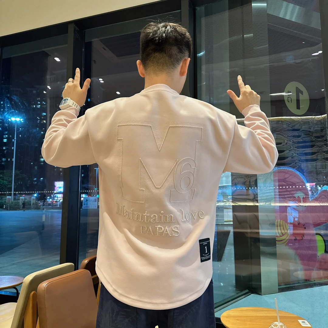 探戈服饰【M6字母卫衣】2025冬季卫衣美式潮流百搭重工刺绣男士长袖