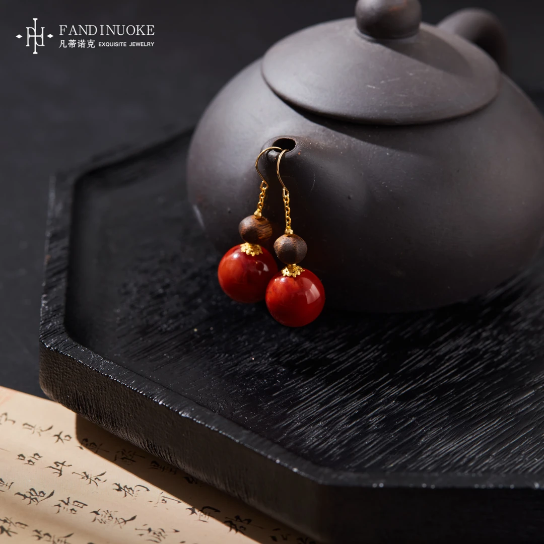 【加加专属】18K南红圆珠耳坠多样性发一#XYGD212060-A