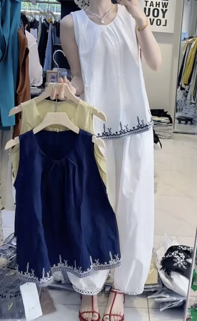 韩版重工刺绣无袖设计感小众外穿夏季宽松时尚减龄背心